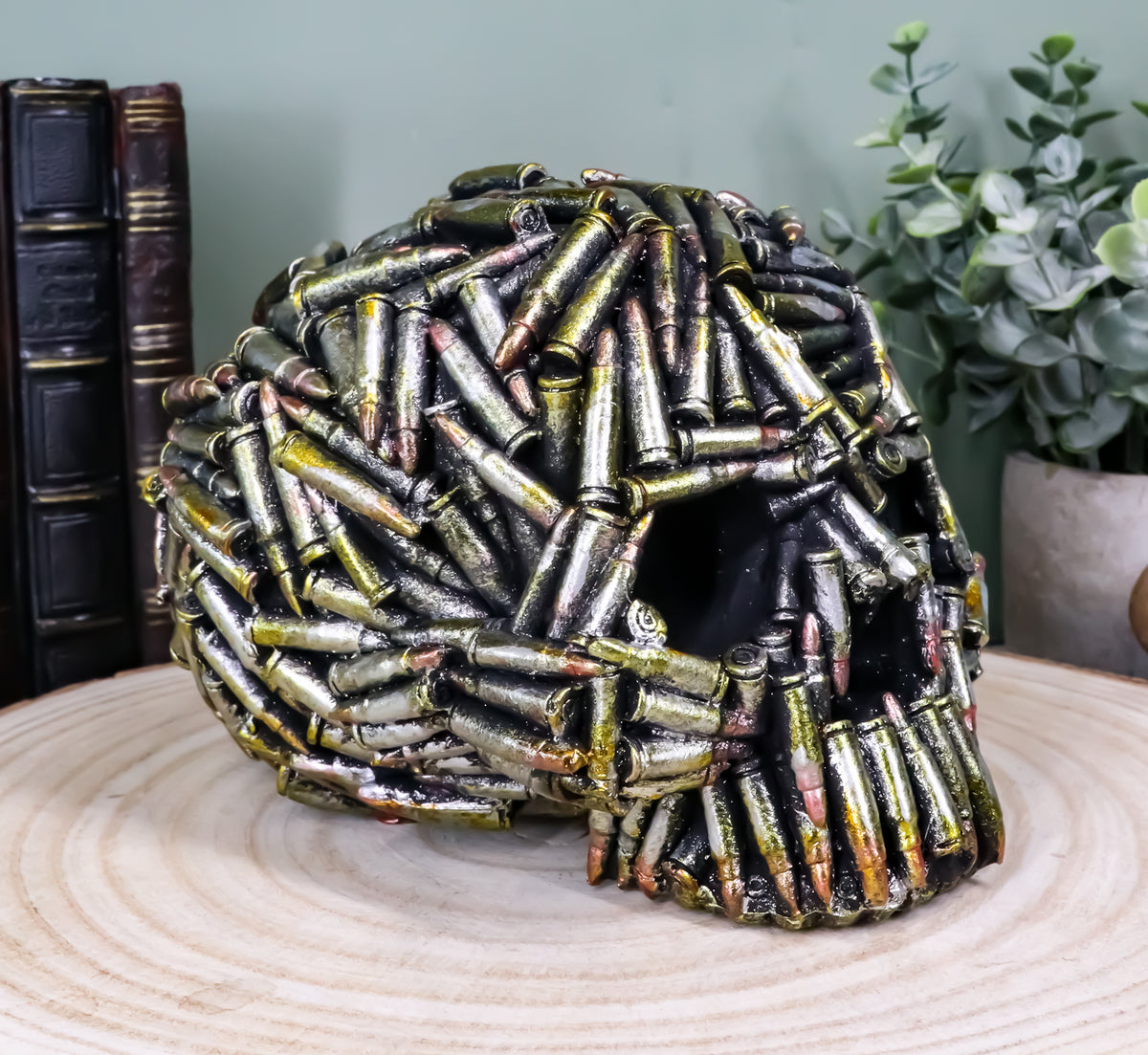 Ebros World War Bullet Shell Casings Skull Statue 6.5'L Skulls Figurine