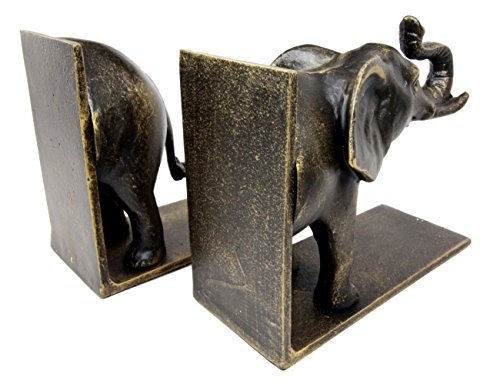 Ebros African Elephant Matriarch and Baby Rites of Passage Aluminum Decorative Bookends