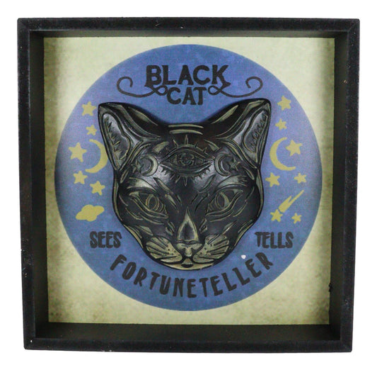 Moons Stars Wicca Black Cat Sees Tells Fortune Teller Wall Decor Picture Frame