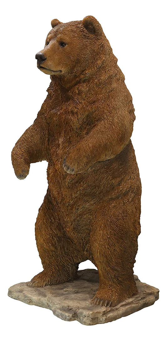Ebros Giant Size Forest Wildlife Realistic Standing Brown Grizzly Bear Statue More Than 4' Feet Tall Rustic Cabin Lodge Hunter Decor Bears Figurine Gallery Quality Home and Patio Decorative Sculpture - Ebros Gift
