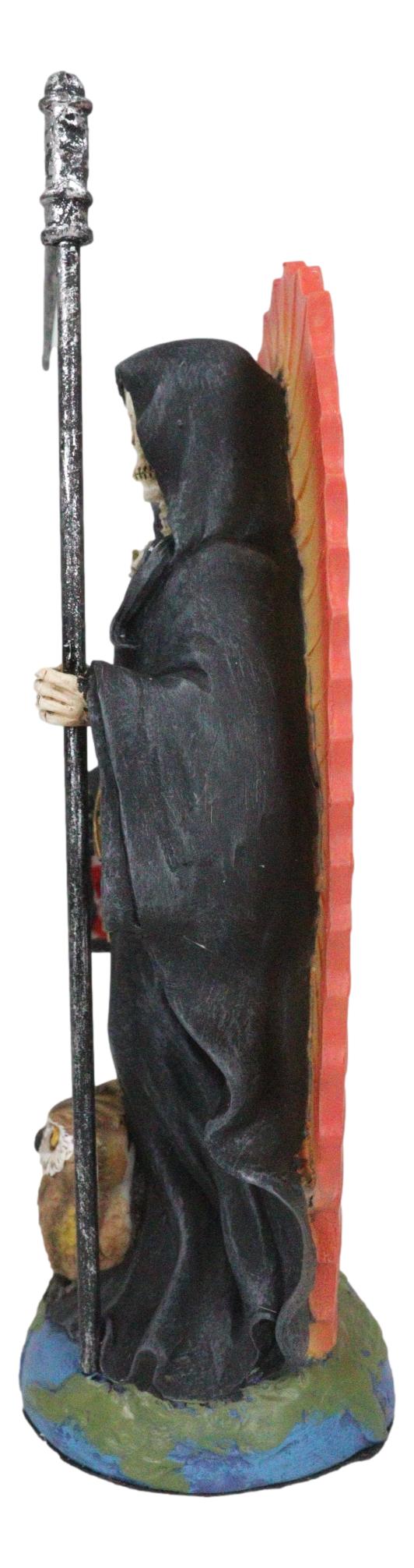Ebros 7.25"H Holy Death Santa Muerte With Scythe In Tunic Robe Figurine (Black) - Ebros Gift