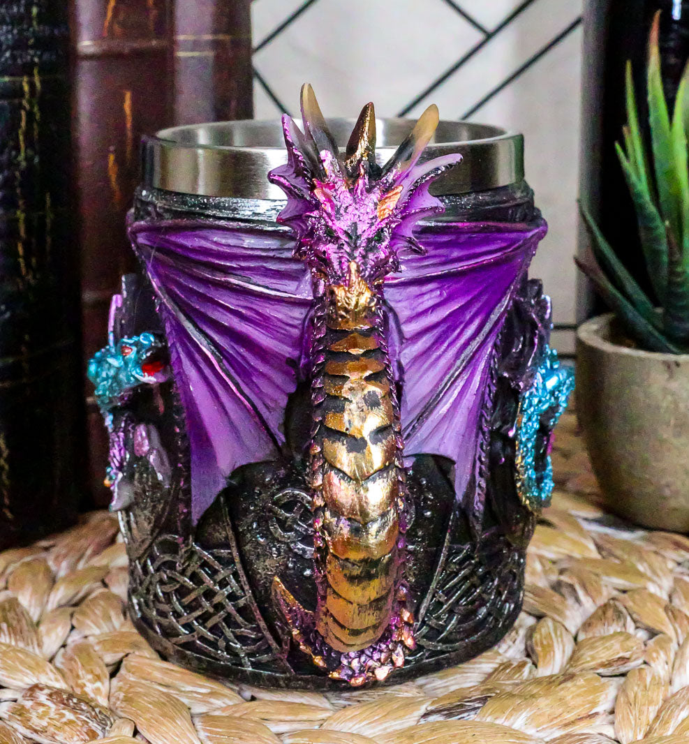 Ebros Conception Blue Fire Purple Dragon Beer Stein Tankard Coffee Cup Mug 12oz - Ebros Gift