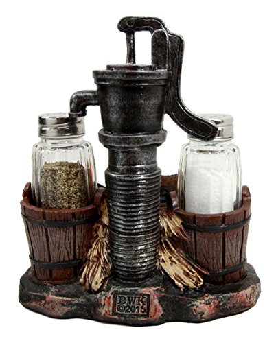Farm Irrigation Well Pump Chicken Hen Salt Pepper Shakers Holder Figurine Set - Ebros Gift