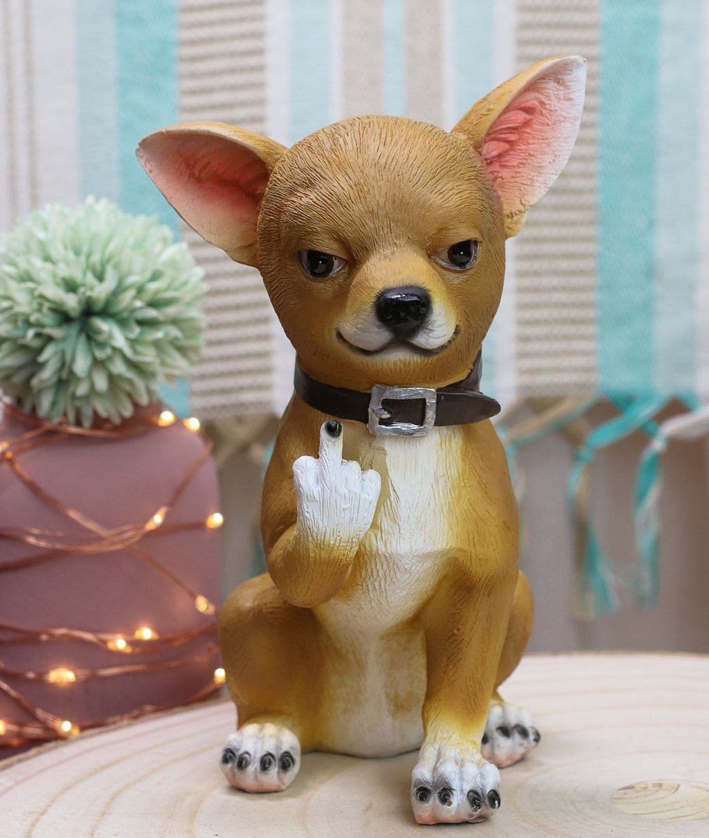 Ebros Feisty Taco Rude Chihuahua Puppy Dog Flipping The Bird Figurine Ebros Gift