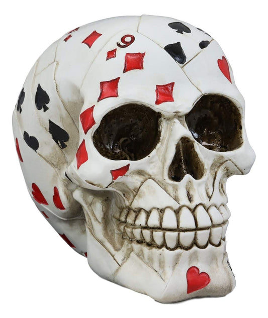 Ebros Gambling Poker Cards Casino Royale Skull Figurine Halloween Sugar Skulls Statue - Ebros Gift