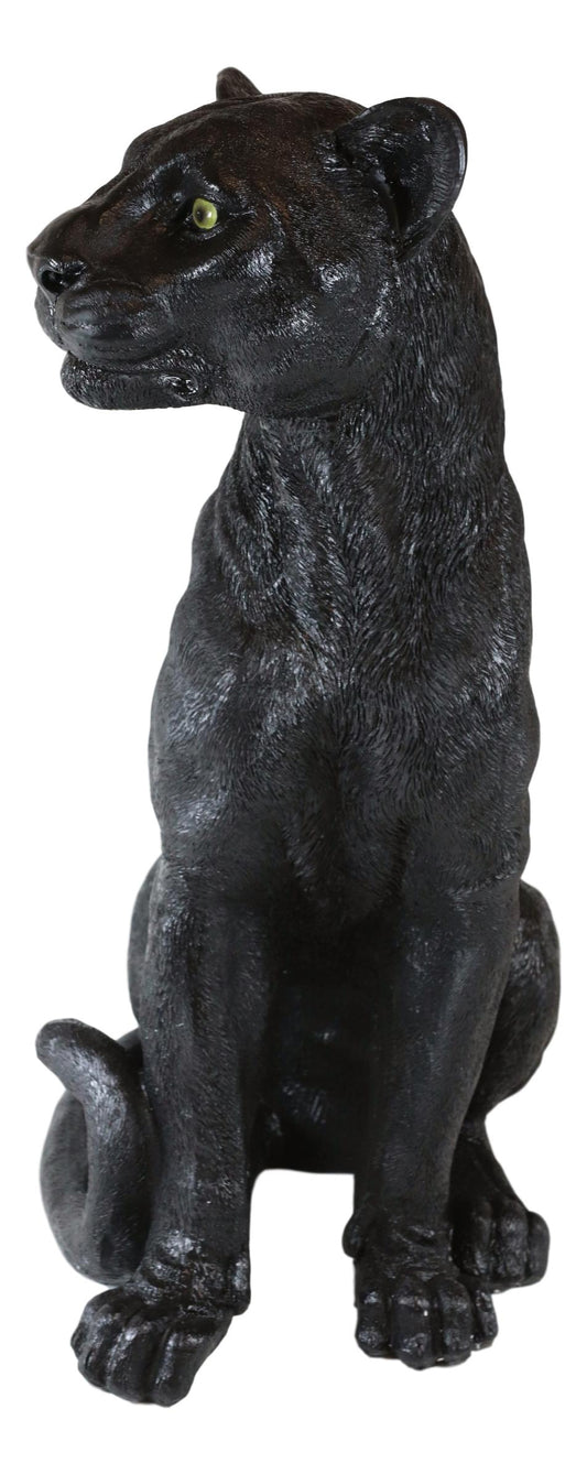 Ebros Realistic Large Black Ghost Panther Jaguar Hunter 20"H Garden Lawn Patio Statue - Ebros Gift