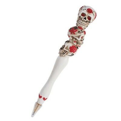 Ebros Day Of The Dead Sugar Skull Pen Set of 3 Writing Pens (Hearts And Roses)