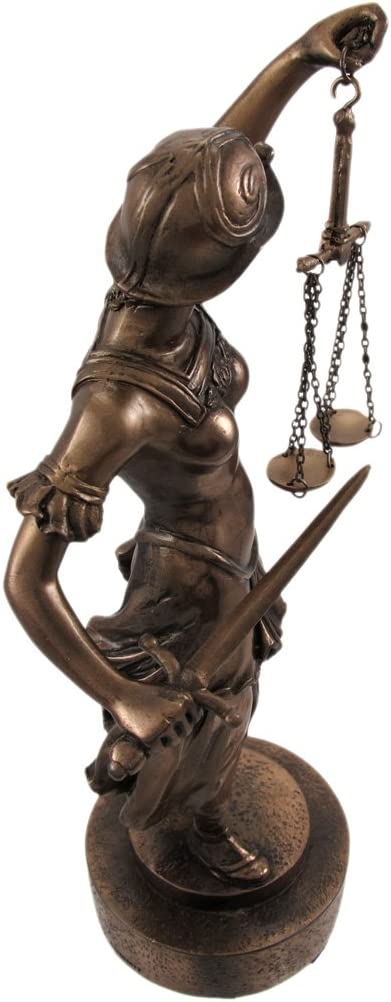 Modern Dike Lady Of Justice In armor Bearing Scales and Sword Figurine 9.5"H