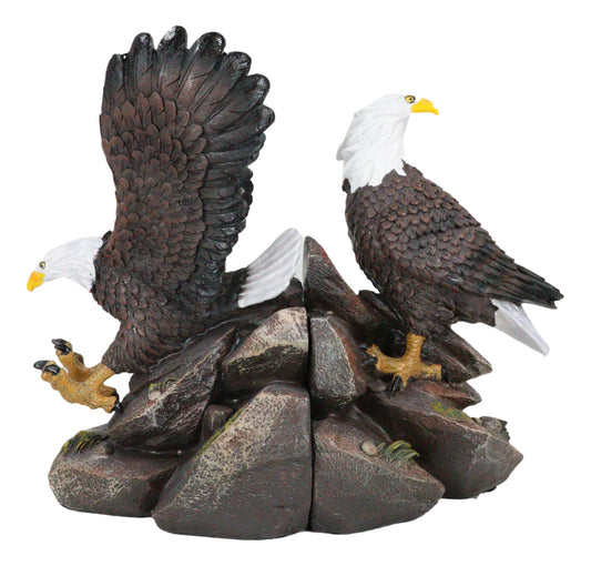 Patriotic Freedom End to End American Bald Eagles Bookends Pair Set Sculptures