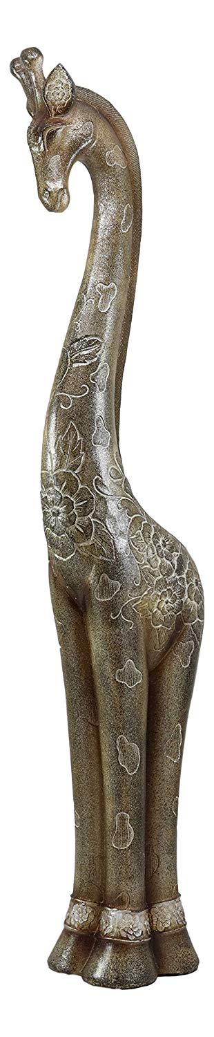 Ebros Large Abstract Sandstone Finish Elegant Standing Giraffe with Floral Spots Statue 25" Tall Safari Savannah Giraffes Long Neck Animal Figurine Madagascar Africa Wildlife Decor and Gifts