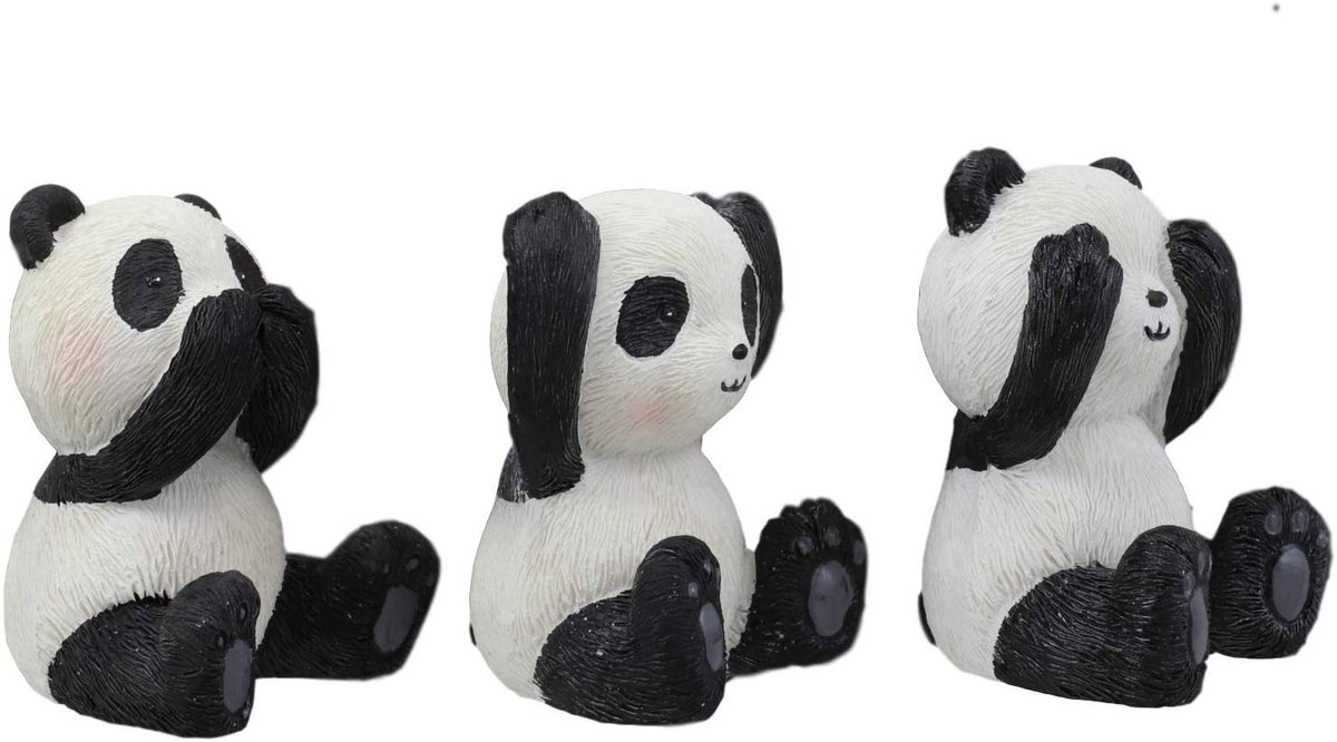 Ebros Whimsical See Hear Speak No Evil Giant Pandas Set of 3 Figurine 2"H