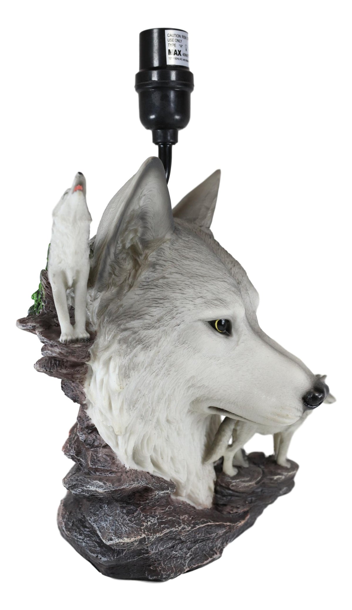 Gray Wolf Table Lamp Decor Wildlife Full Moon Howling Timber Wolf Pack - Ebros Gift