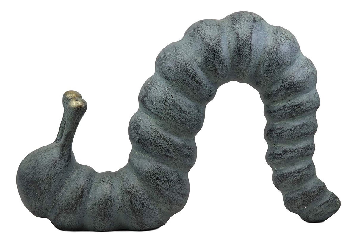 Ebros Gift Large 17" Long Aluminum Metal Whimsical Metamorphosis Giant Caterpillar Worm Crawling Garden Statue Home Lawn Patio Pool Pond Decorative Sculpture Figurine