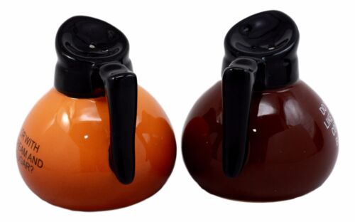 Breakfast Black Or Cream Coffee Pots Salt And Pepper Shakers Ceramic Figurines - Ebros Gift