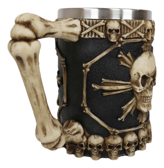 Ebros Large Skeletal Cross Bones Skull Beer Stein Tankard Coffee Cup Drink Mug 12oz - Ebros Gift