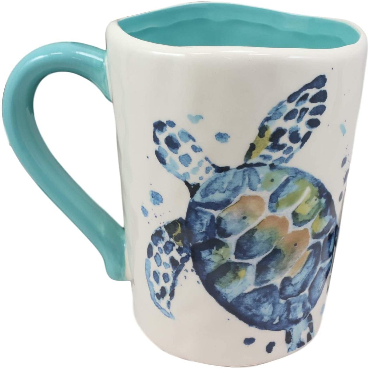 Ebros Blue And White Sea Turtle Ceramic Dinnerware (Drinking Cup Mug, 1 PC)