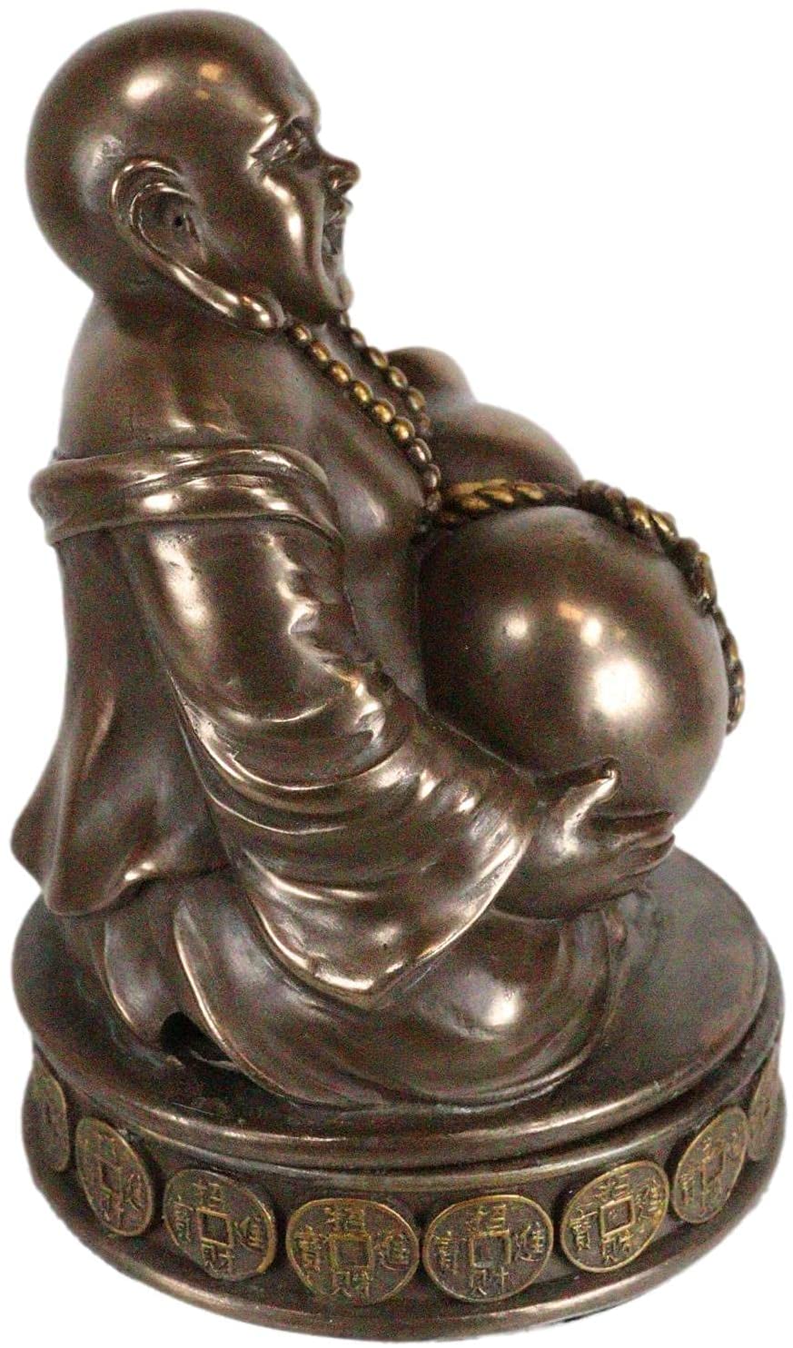 Ebros 4.5 Inch Lucky Chinese Buddha Incense Burner Statue Figurine - Ebros Gift