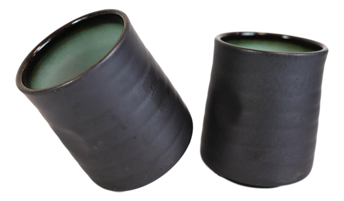 Pack Of 6 Ceramic Zen Blue Style Yunomi Notched Teacup Tea Cups Without Handles - Ebros Gift