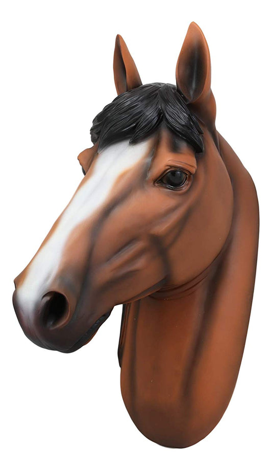 Ebros Equine Chestnut Mustang Horse Head Wall Decor Plaque 15.5"H Hanging Bust