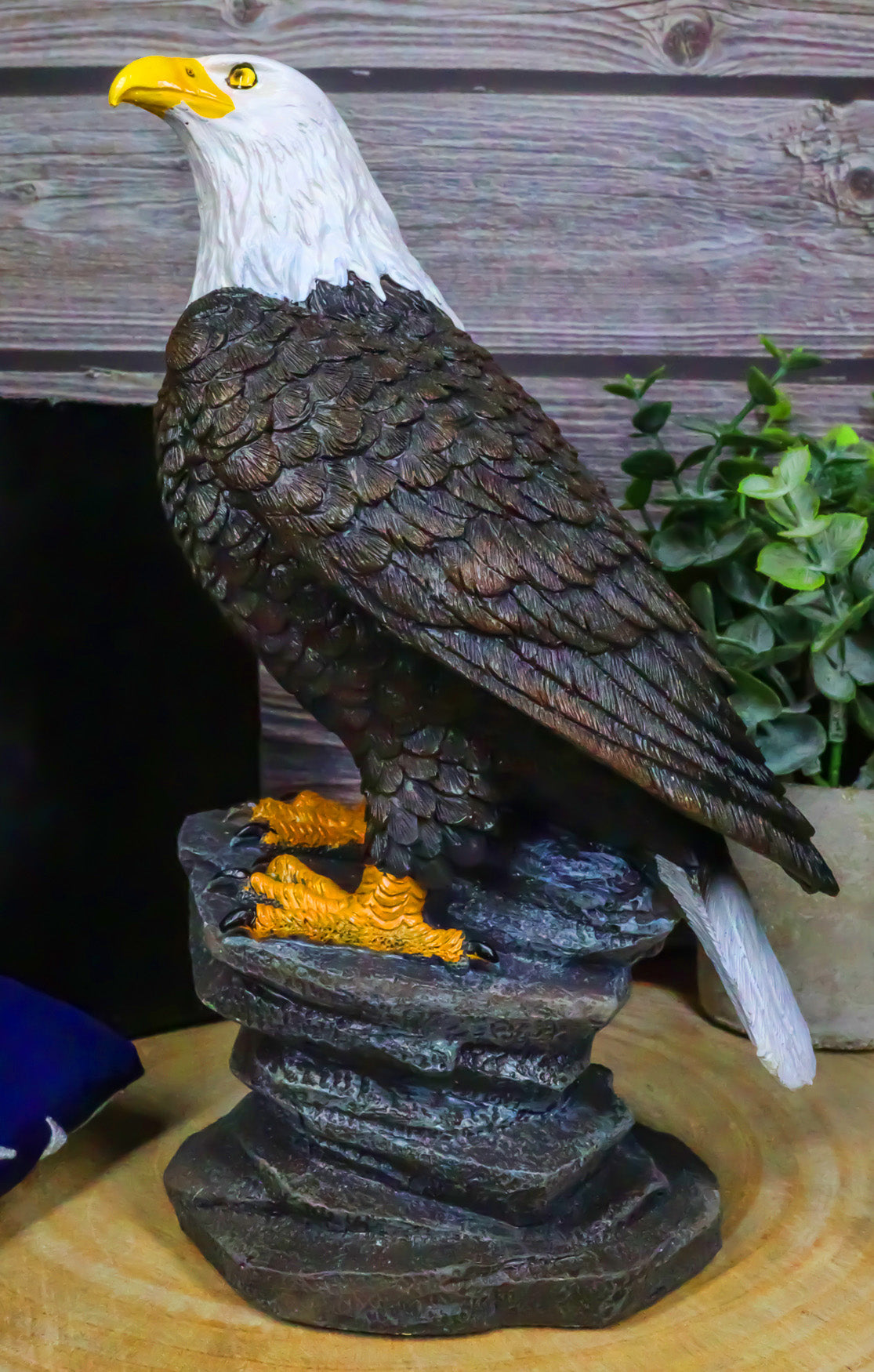9"H Realistic American Pride Majestic Bald Eagle Perching On Cliff Rock Statue - Ebros Gift