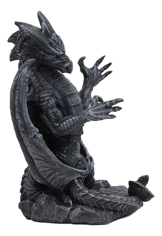 Ebros Gothic Standing Guardian Dragon Cell Phone Holder Figurine Office Decor - Ebros Gift