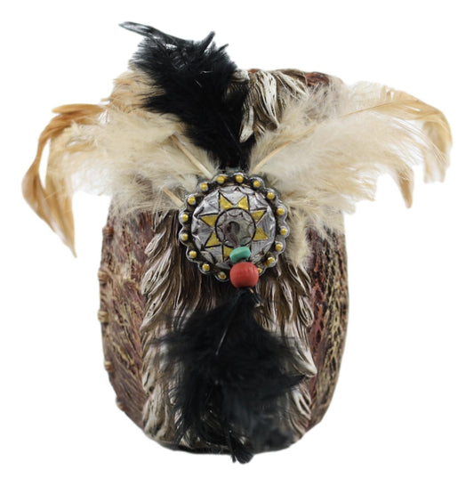 Western Indian Dreamcatcher Feathers Faux Rattan Straw Stationery Pen Holder