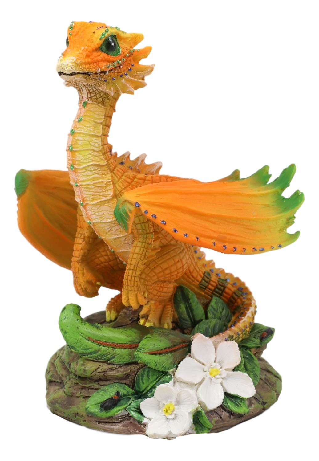 Ebros Fantasy Green Thumb Fruity Vitamin Orange Dragon Statue