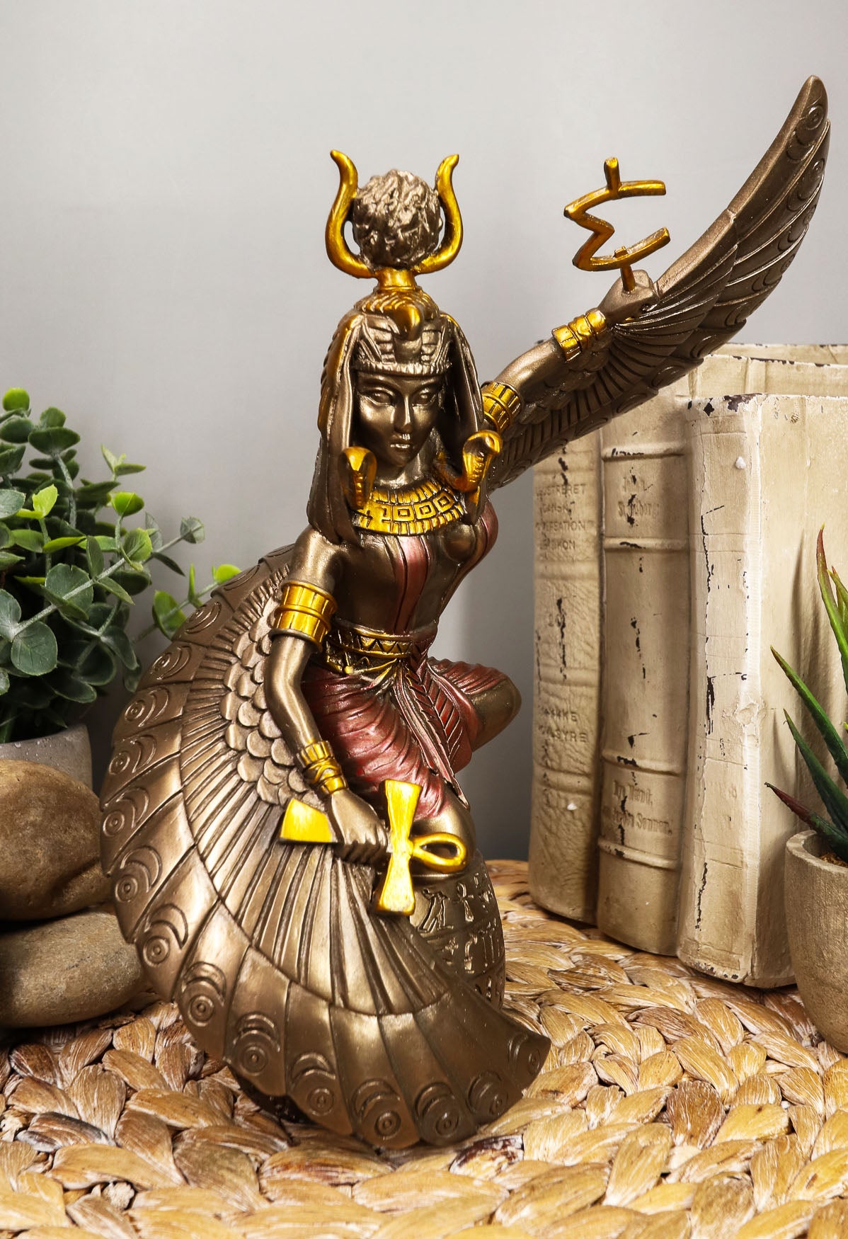 Ebros Egyptian Goddess Isis Ra Holding Ankh Figurine 9"H Statue Collectible - Ebros Gift