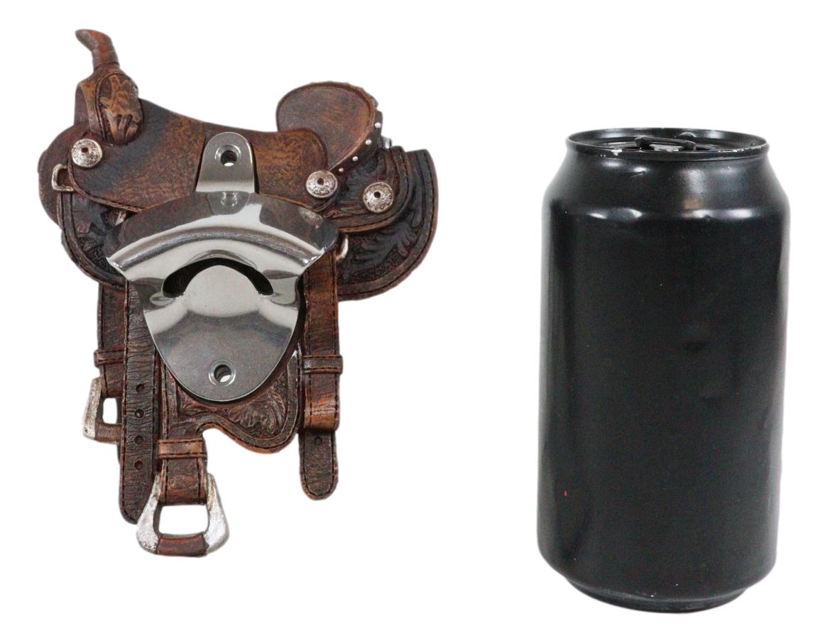 Vintage Rustic Western Cowboy Horse Saddle Wall Beer Bottle Cap Opener Figurine