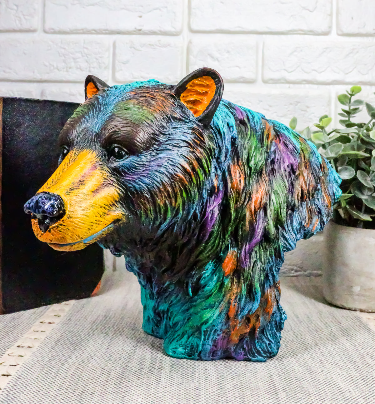 Ebros Gift Wild & Free Colorful North American Brown Bear Bust Figurine 7"H - Ebros Gift