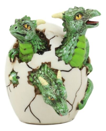 Jurassic Green Hydra Three Headed Dragon Baby Egg Hatchling Figurine Collectible