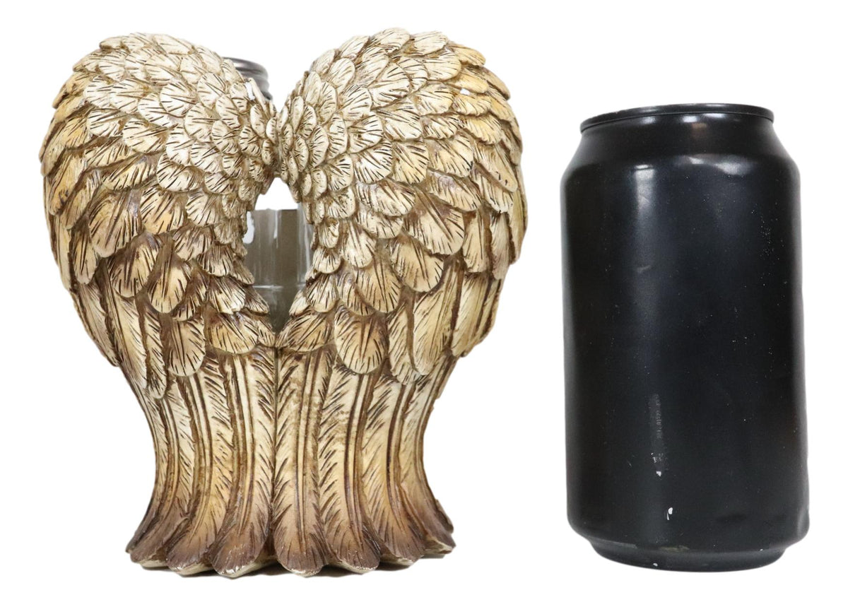 Holy Cross Psalm127 Scripture Heart Angel Wings Salt Pepper Shakers Holder Set