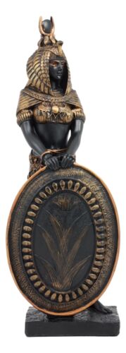 Ebros Egyptian Theme Isis Holding Shield Bronzed Resin Statue Sculpture Figurine - Ebros Gift