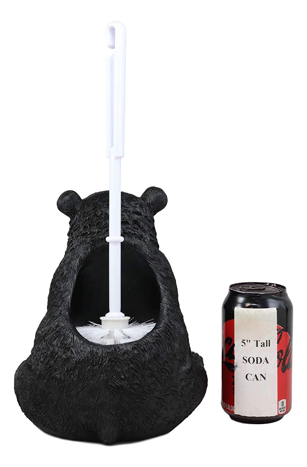 Ebros 14.5" Tall Whimsical Funny Forest Mountain Black Bear Covering Nose Toilet Brush Scrub and Base Holder Bathroom Gift 2 Piece Set Statue Rustic Cabin Lodge Bears Decor Accent Figurine - Ebros Gift