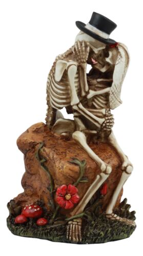 Ebros Love Never Dies Wedding Skeleton Couple Kissing In The Garden Statue 6"H