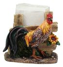 Ebros Gift Country Farm Proud Rooster Chicken by Sunflower and Wooden Fence Dinner Napkin Holder Figurine 6.25" Wide Rustic Western Table Decorative Accent