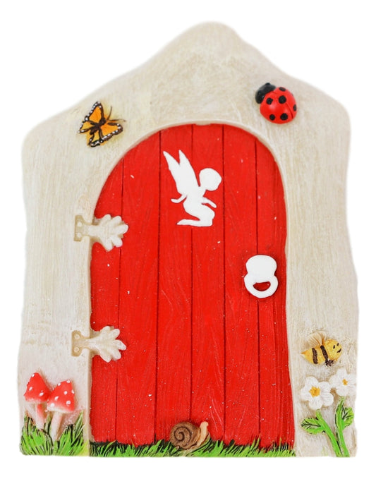 Ebros Fairy Garden Miniature Tinker Bell Magical Pixie Dust Red Door Figurine 4.75"H - Ebros Gift
