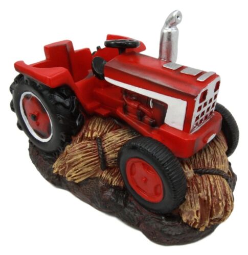 Vintage Country Farm Agriculture Red Tractor Salt Pepper Shakers Holder Figurine