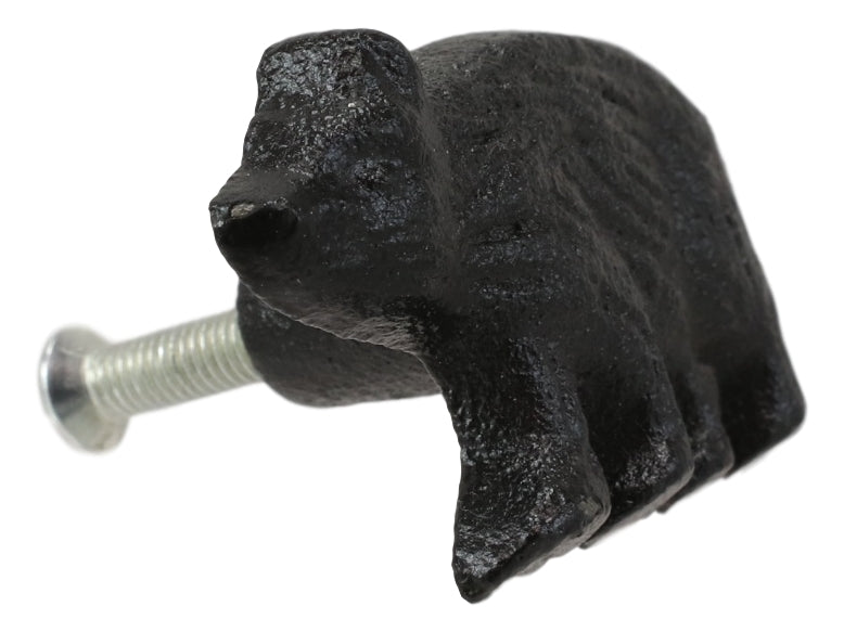 Cast Iron Rustic Western Black Bear Drawer Cabinet Door Knobs Hardware Pack of 4