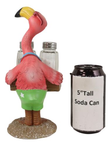 Ebros Butler Flamingo With Shades And Spice Basket Salt Pepper Shakers Figurine