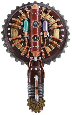 Steampunk Painted Gearwork Pipeline Youth Gas Ionizing Hand Mirror Figurine