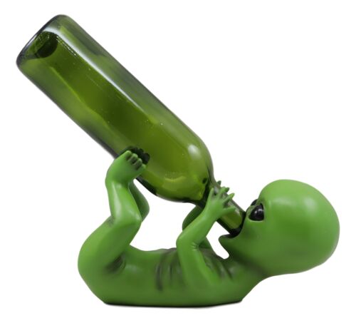 Ebros Extra Terrestrial Alien UFO Outer Space Colony Wine Bottle Holder Figurine Decor - Ebros Gift