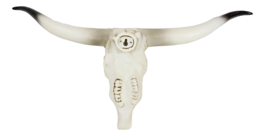 20" L Rustic Western Texas Longhorn Steer Cow Skull Resin Wall Decor Plaque