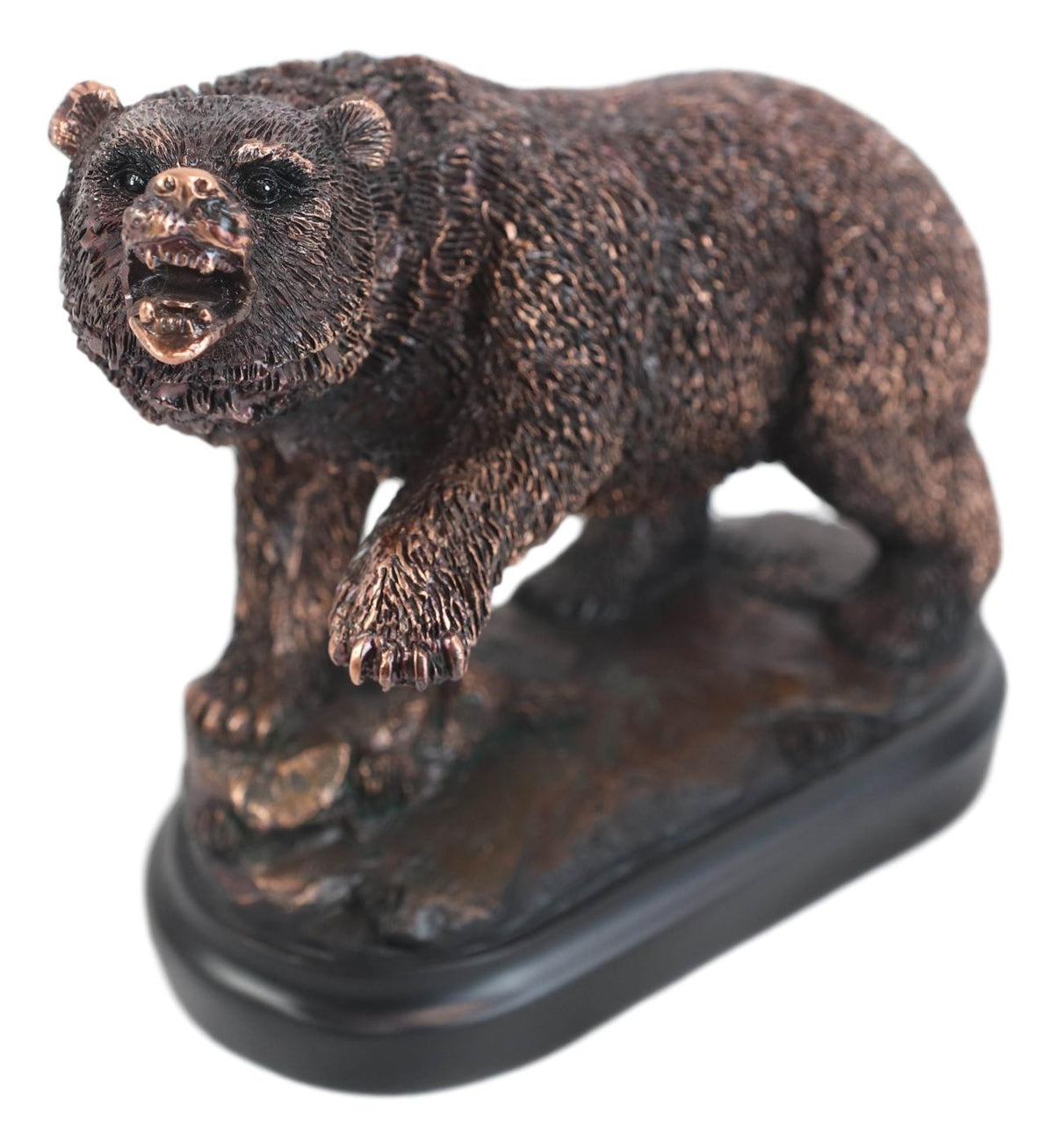 Wall Street Stock Market Bear Attacking With Paw Bronze Electroplated Figurine