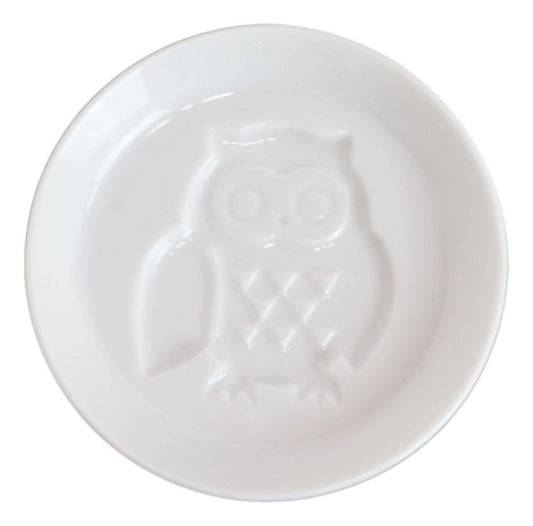 Set Of 6 Japanese White Porcelain Owl Small Dipping Sauce Condiment Dishes Bowls