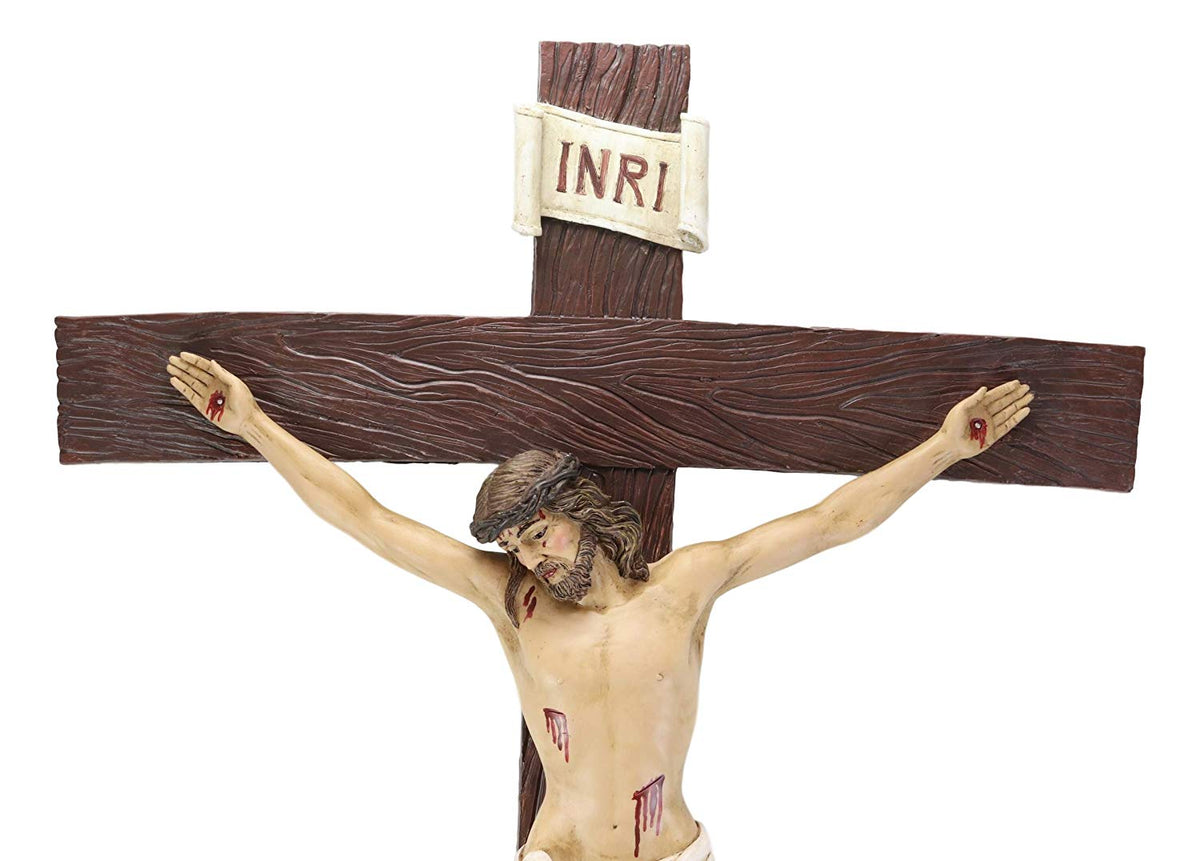 Ebros Large 30" Tall INRI Jesus Christ On The Cross Wall Hanging Crucifix Plaque - Ebros Gift