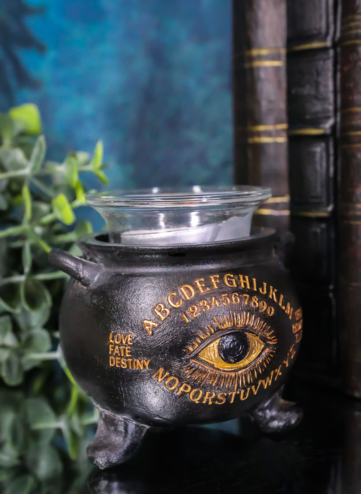 Black Magic Spirit Board Ouija Evil All Seeing Eye Cauldron Votive Candle Holder