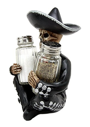 Ebros Day of The Dead Skeleton Mariachi Wedding Singer Salt Pepper Shakers