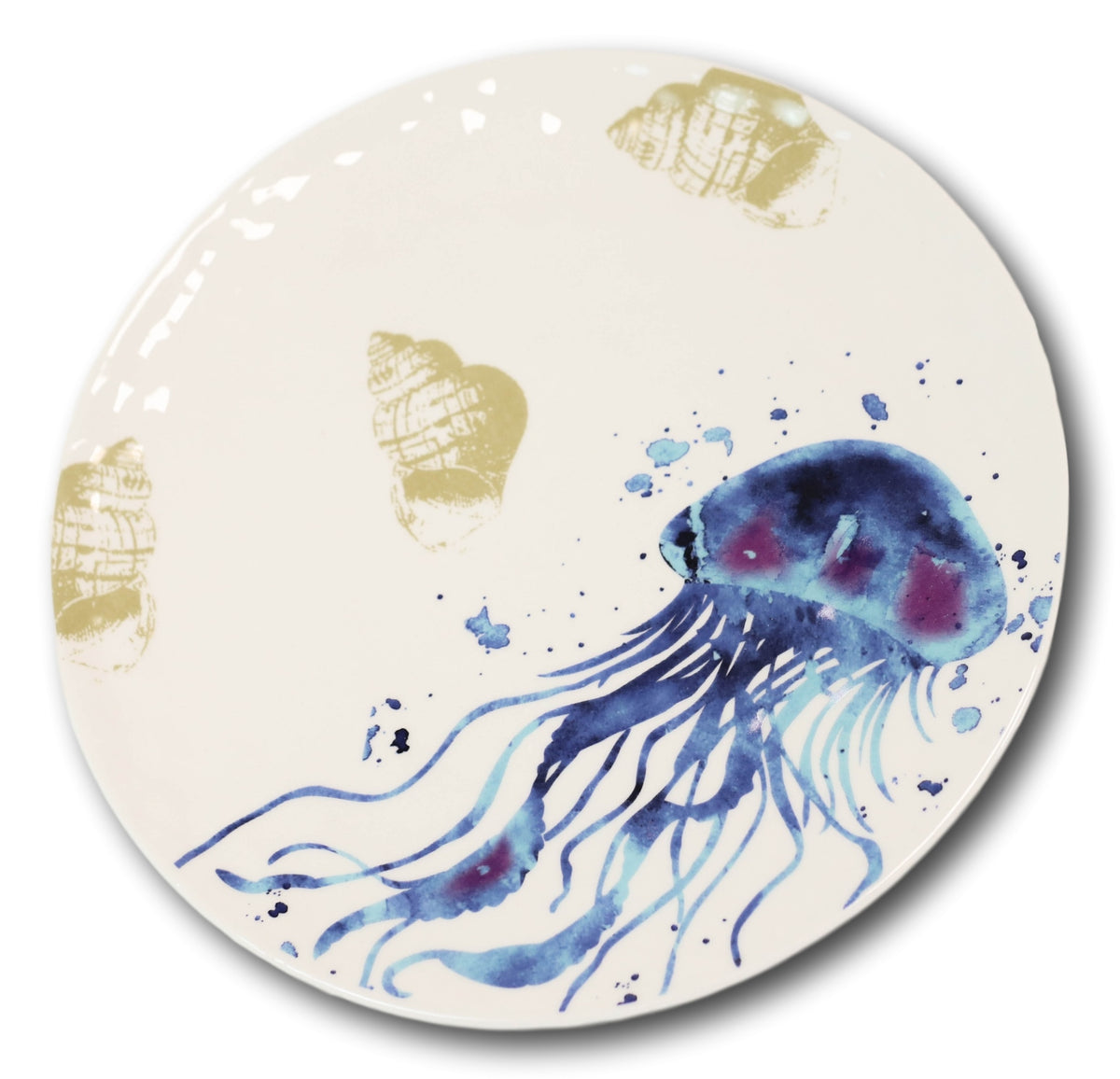 Nautical Marine Ocean Jellyfish Ceramic Salad Dessert Appetizer Plates Pack Of 2