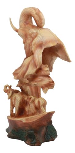 Ebros Wildlife Elephant Bust Statue 12" Tall Faux Wood Resin Wildlife Safari Elephant Family Migration Scene Figurine